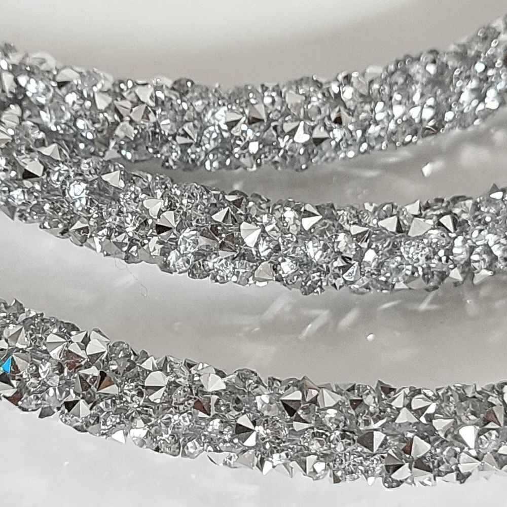✨💎🐍 Snake Rhinestone Bendable Design Blingy Statement Open Choker Necklace NEW - Picture 5 of 17